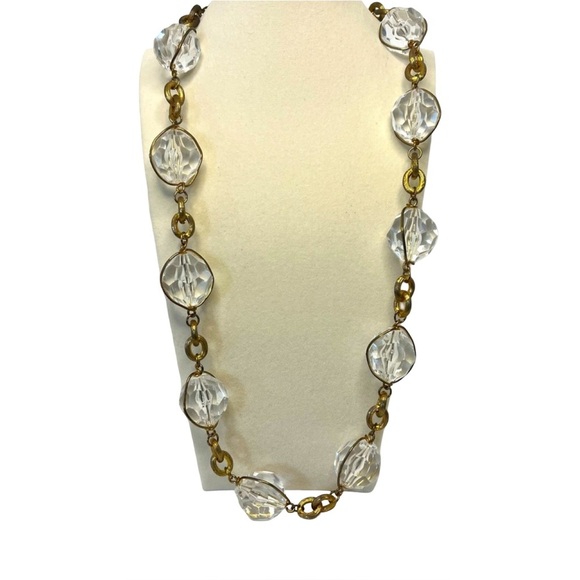 Kenneth Jay Lane Jewelry - Vintage Kenneth Lane Bronze Tone and Lucite Statement Necklace